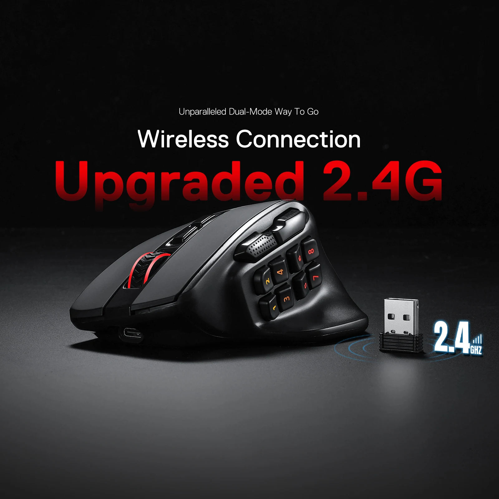 Redragon M811 PRO Wireless MMO Gaming Mouse, 15 Programmable Buttons RGB Gamer Mouse, 10 Side Macro Keys - Image 2