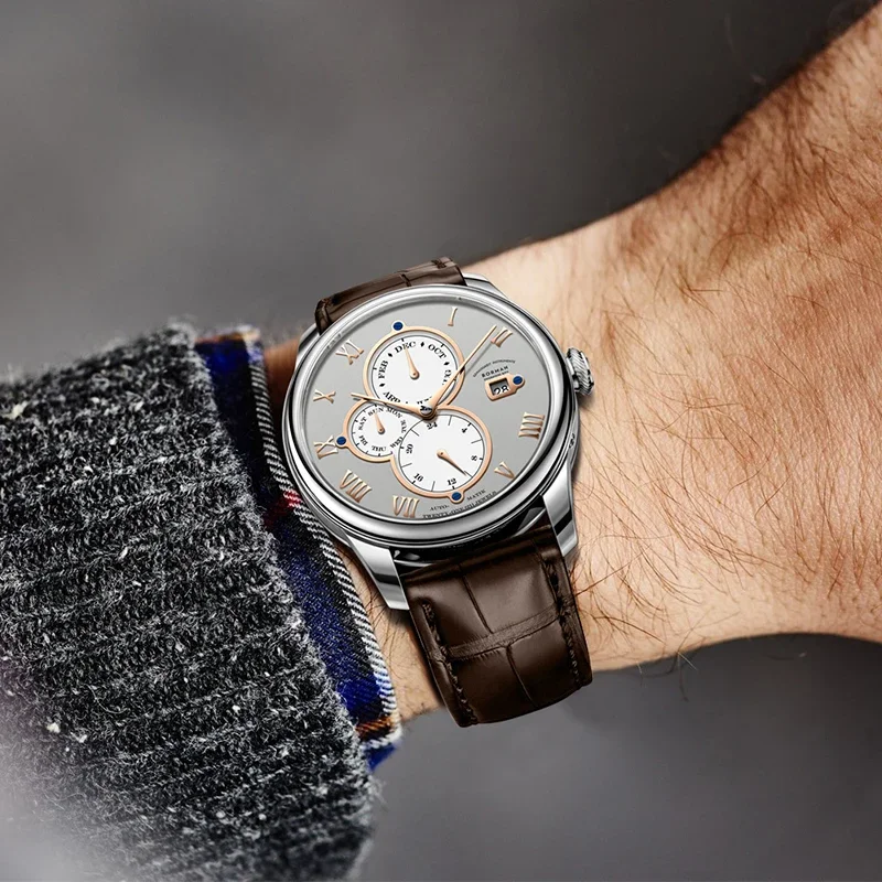 Luxury Brand BORMAN Automatic Mechanical Men's Watches Sapphire 50M Waterproof Multi-function Dial Retro Leather Clocks BM18011 - Image 12