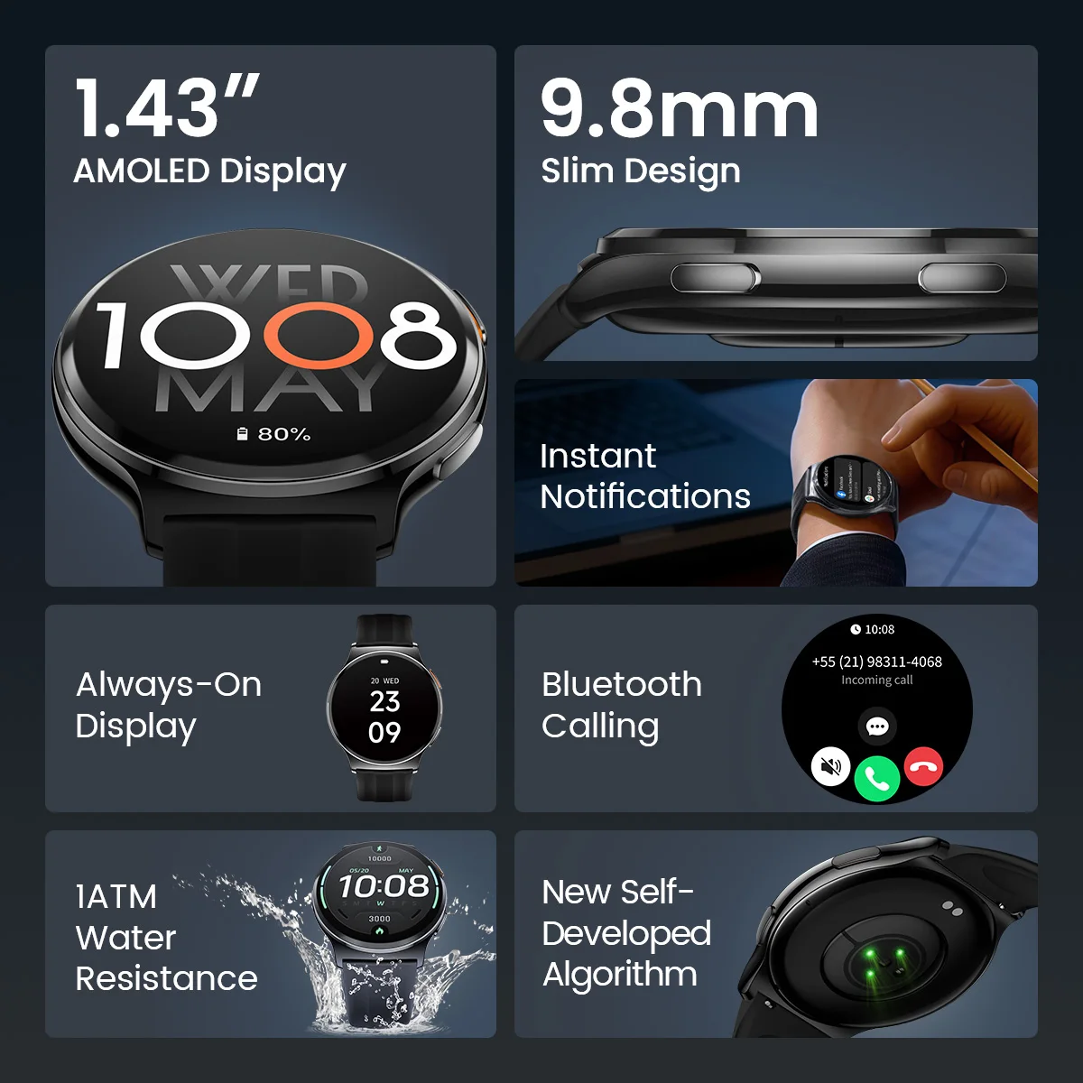 HAYLOU Solar Lite 2 Smartwatch 1.43'' AMOLED Display 24h Health Monitoring 150+ Sports Modes Voice Calling Smart Watch 1ATM - Image 4