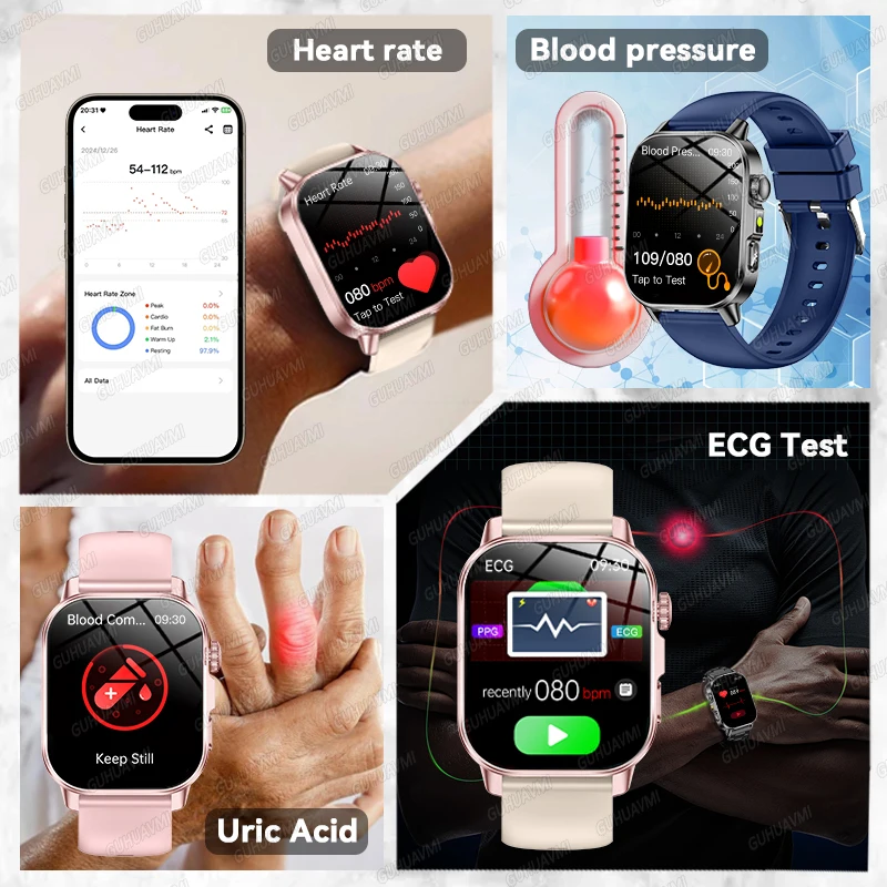 2026 New ECG+PPG Healthy Diagnose Smart Watch Men Body analysis Blood Pressure Lipid Uric Acid Women's Health Tracker Smartwatch - Image 3
