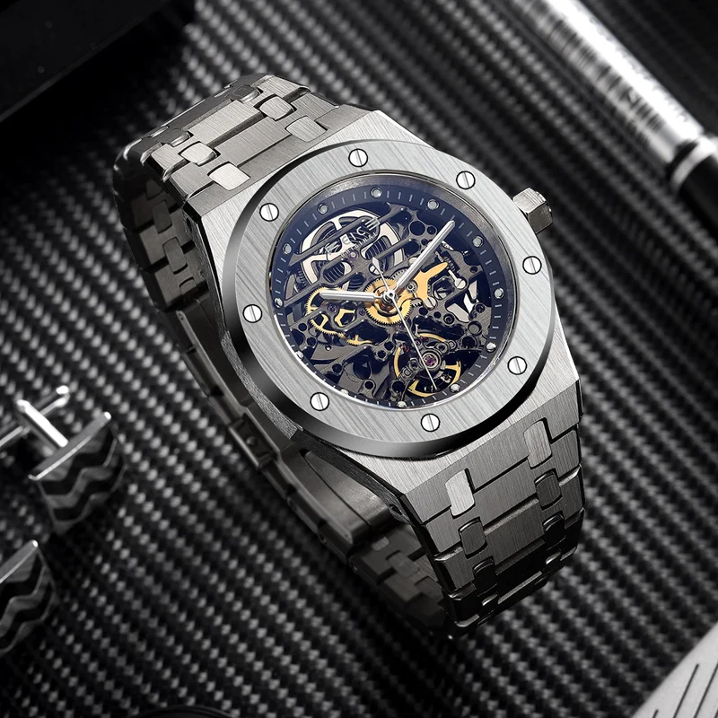 FEICE Automatic Mechanical Luxury Watch Men Top Brand Stainless Steel Watch Luminous Waterproof Watch for Men feice Skeleton 019