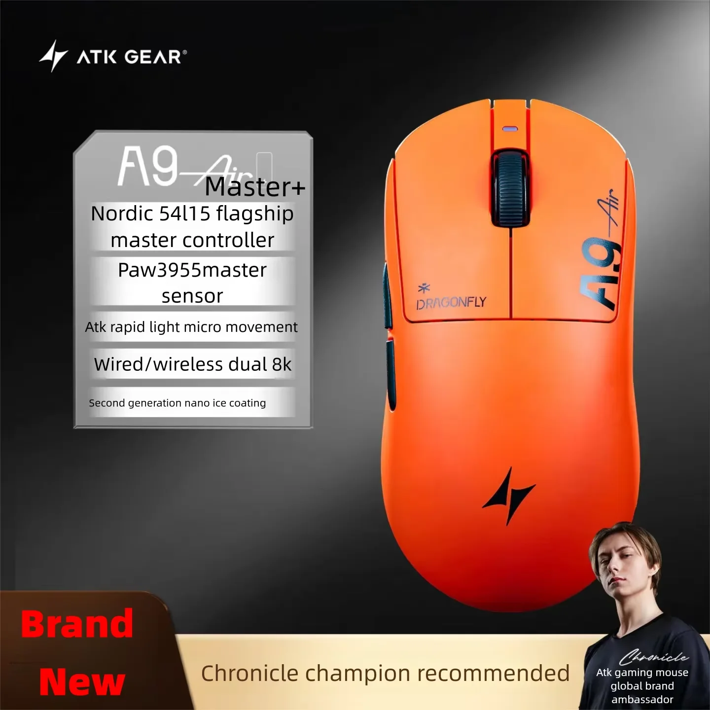 ATK A9 Air Ultimate Plus Gaming Mouse Wireless Bluetooth Lightweight PAW3955 Master Dual 8K Esports Mouse FPS Gaming Accessories - Image 5