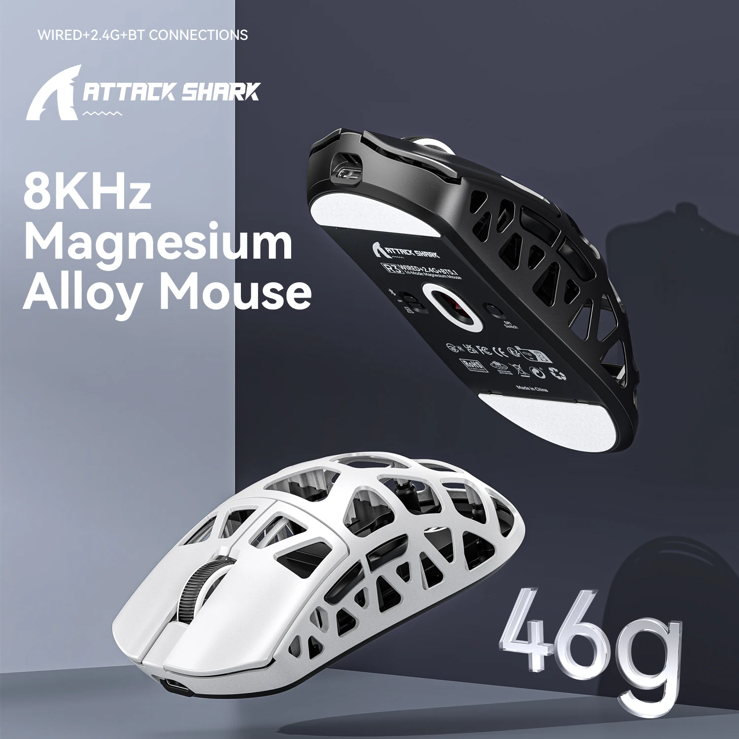 ATTACK SHARK R3 Gaming Mouse Magnesium Alloy Honeycomb,Ultra-Lightweight 8K Hz, PAW3395 Sensor, 26000 DPI, Ergonomic Shel - Image 4