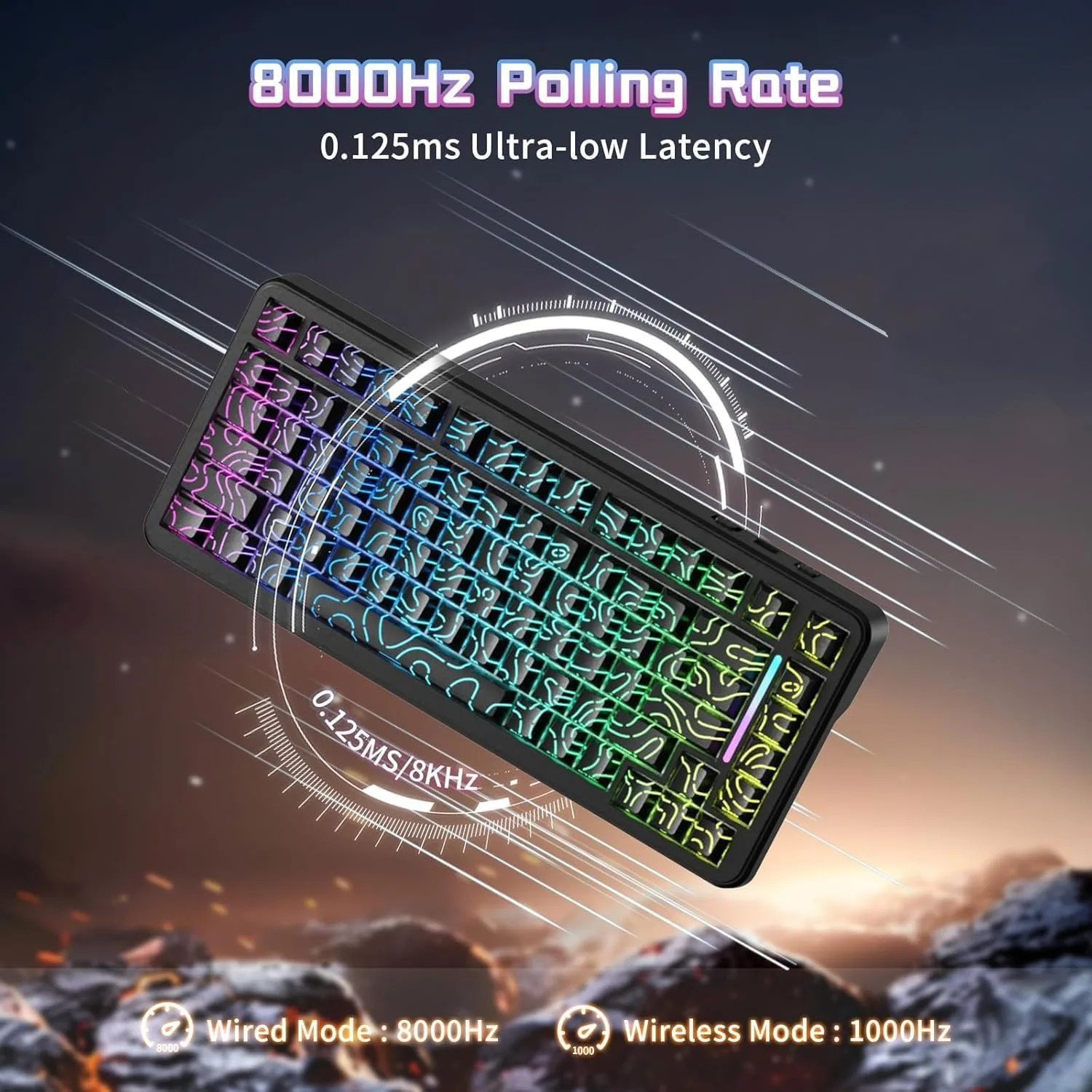 Attack Shark X82Pro HE 75% Magnetic Wireless Gaming Keyboard, 0.01mm RT, 8KHz Polling, Hot-Swap, Tri-Mode Bluetooth/2.4G/USB-C - Image 7