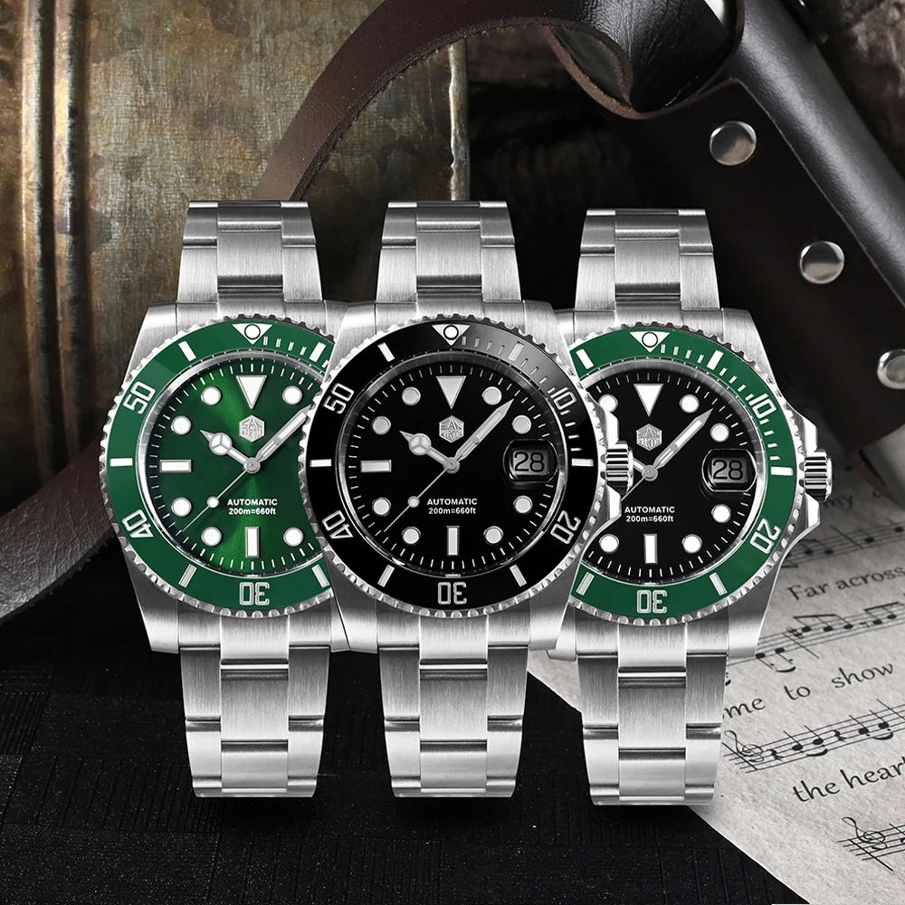 San Martin Watch New Upgraded Sub Men PT5000 ST2130 Automatic Diving Watches with Ceramic Bezel 200m Waterproof Sapphire SN0017G - Image 2