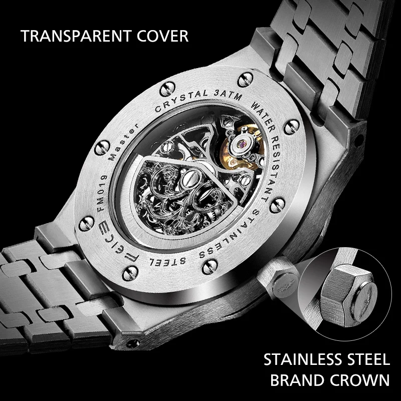 FEICE Automatic Mechanical Luxury Watch Men Top Brand Stainless Steel Watch Luminous Waterproof Watch for Men feice Skeleton 019 - Image 4