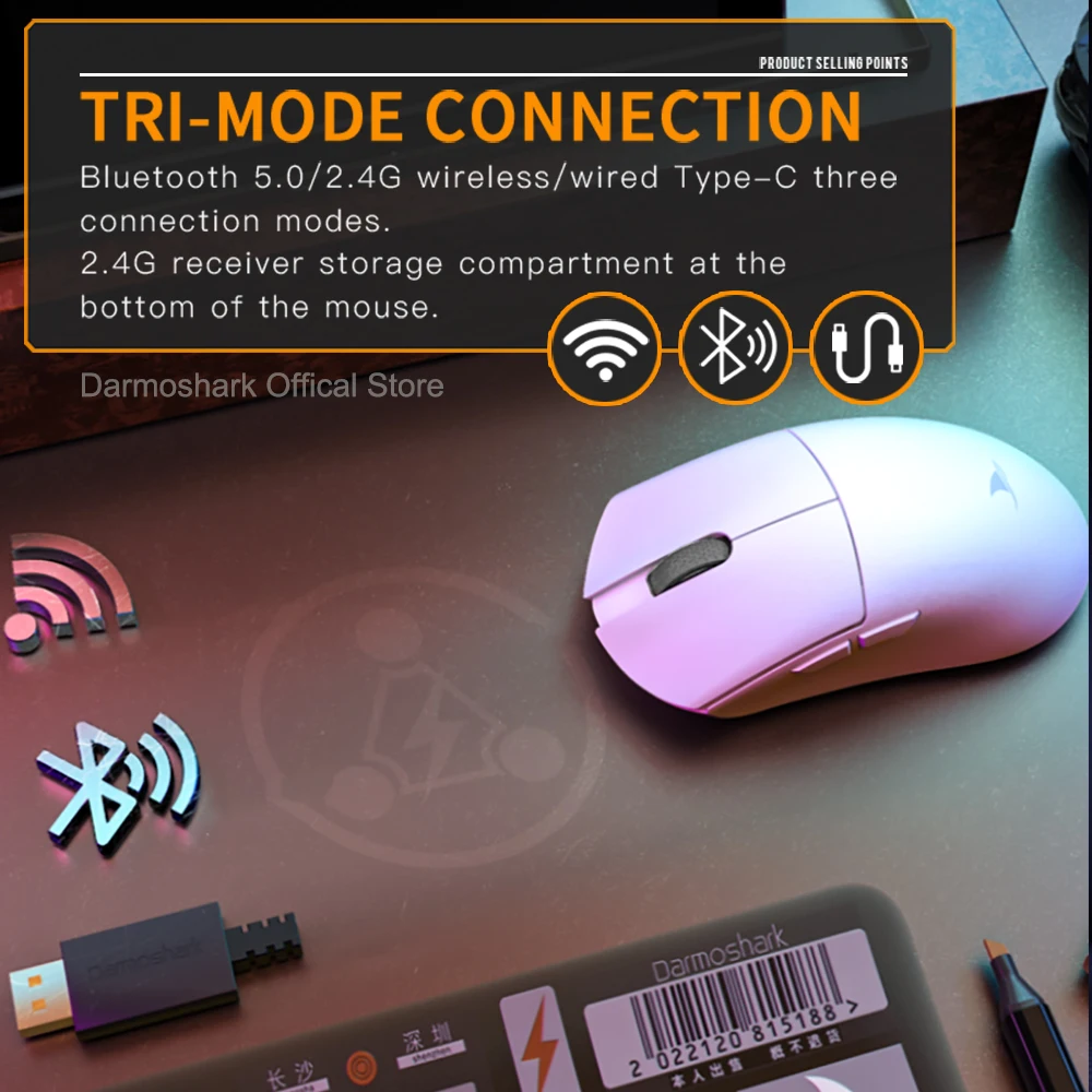 Darmoshark M3Pro Gaming Mouse 2.4G BT Wireless Tri-Mode PAW3395 Sensor N52840 26000DPI Big Hand Macro Driver Mouse For Gaming - Image 7