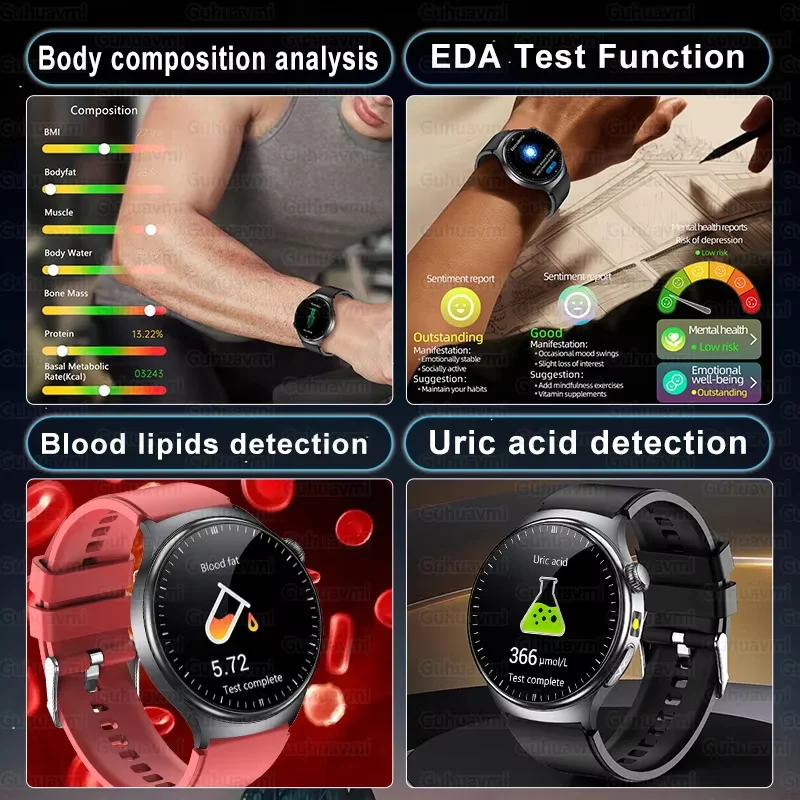 2026 New Accurate Diagnosis Smart Watch Body Fat ECG Blood oxygen BP Health Sport HD AMOLED Screen call Smart watch Men women - Image 5