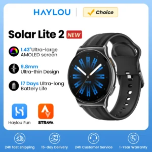 HAYLOU Solar Lite 2 Smartwatch 1.43'' AMOLED Display 24h Health Monitoring 150+ Sports Modes Voice Calling Smart Watch 1ATM