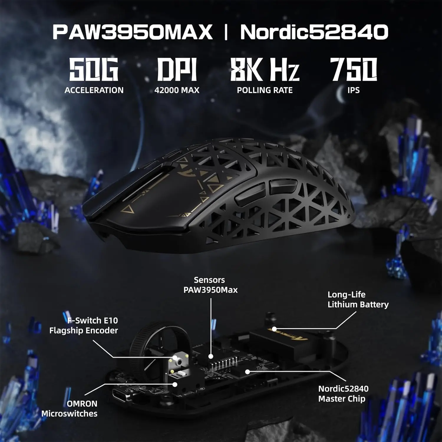 ATTACK SHARK R5 Ultra 39g Carbon Fiber 8000Hz Wireless Gaming Mouse, 42000DPI, PAW3950MAX Sensor, Nordic 52840 Chip, Tri-Mode - Image 7