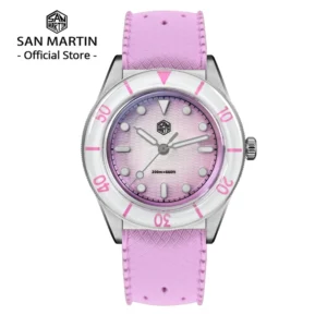 San Martin 2026 32.5mm Women's Wristwatch Elegant Luxury Quartz Watch Ladies Fashion Guilloche MOP Dial Sapphire WR200m SN0151