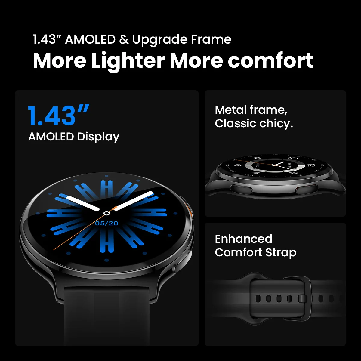 HAYLOU Solar Lite 2 Smartwatch 1.43'' AMOLED Display 24h Health Monitoring 150+ Sports Modes Voice Calling Smart Watch 1ATM - Image 5
