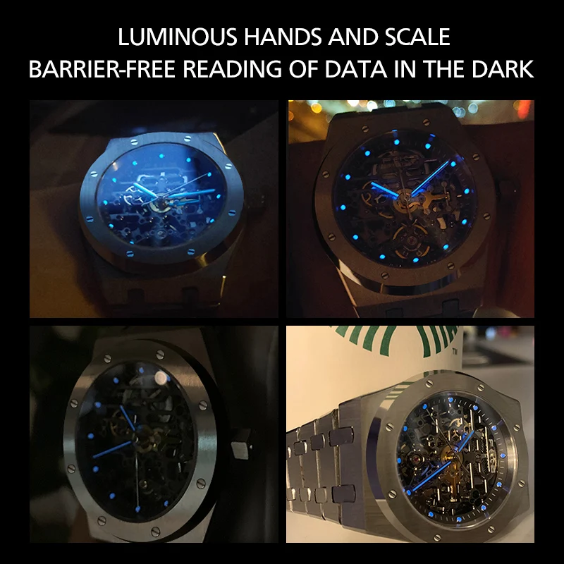 FEICE Automatic Mechanical Luxury Watch Men Top Brand Stainless Steel Watch Luminous Waterproof Watch for Men feice Skeleton 019 - Image 8