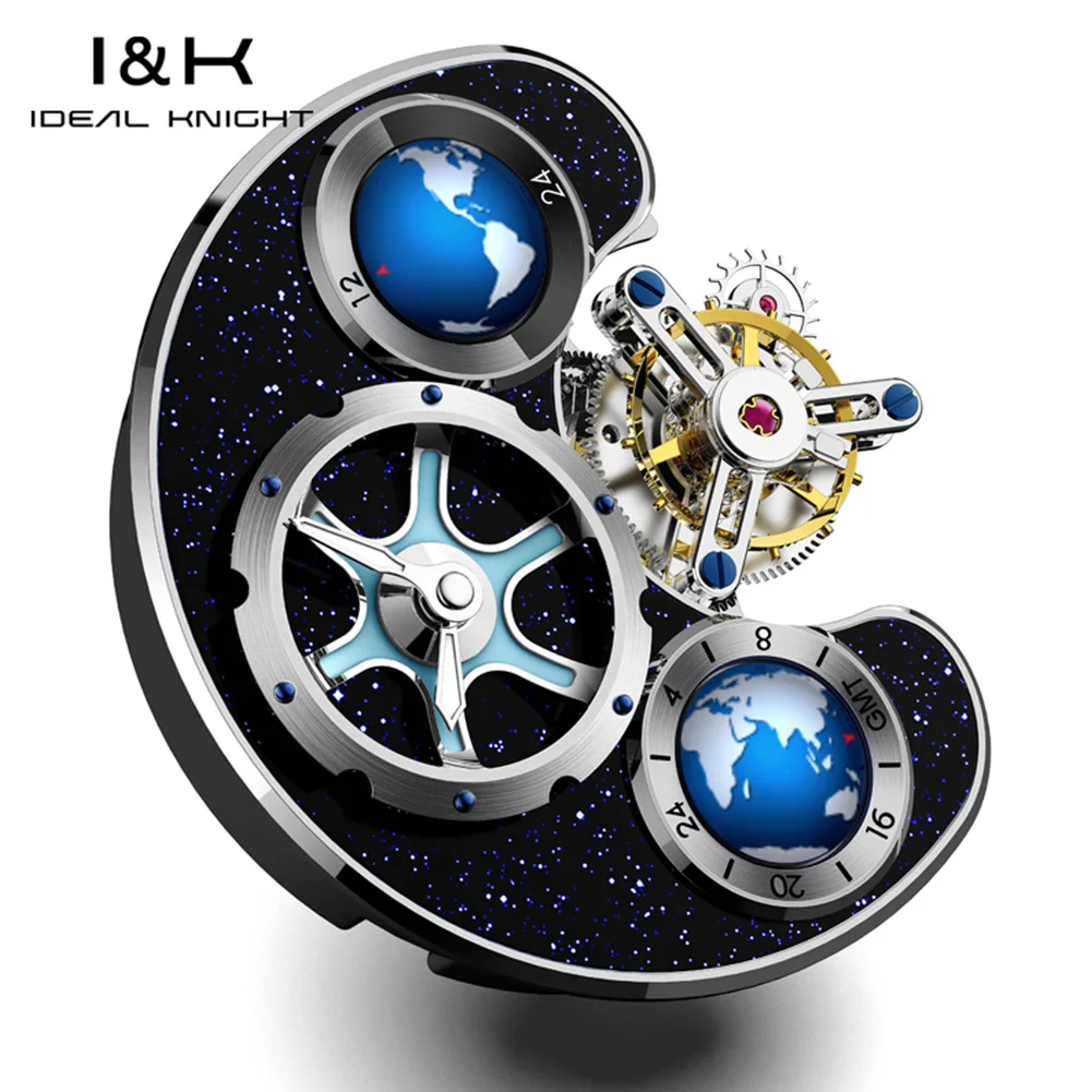 IDEAL KNIGHT Real Tourbillon Automatic Watches for Men 43mm Large Dial Blue Earth Series High-end Luxury Brand Mechanical Watch - Image 14