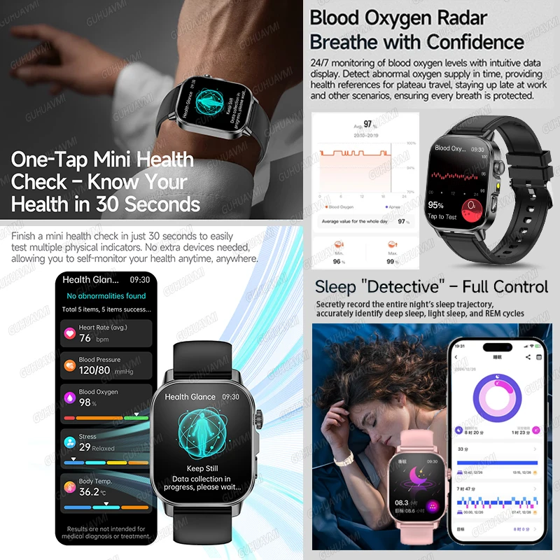2026 New ECG+PPG Healthy Diagnose Smart Watch Men Body analysis Blood Pressure Lipid Uric Acid Women's Health Tracker Smartwatch - Image 4